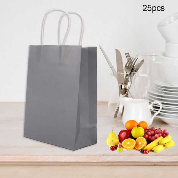 25 Pcs Sacchetto Regalo Carta Kraft Per Sacchetto Di Favore Di Nozze Candy Con Maniglia Sliver-image