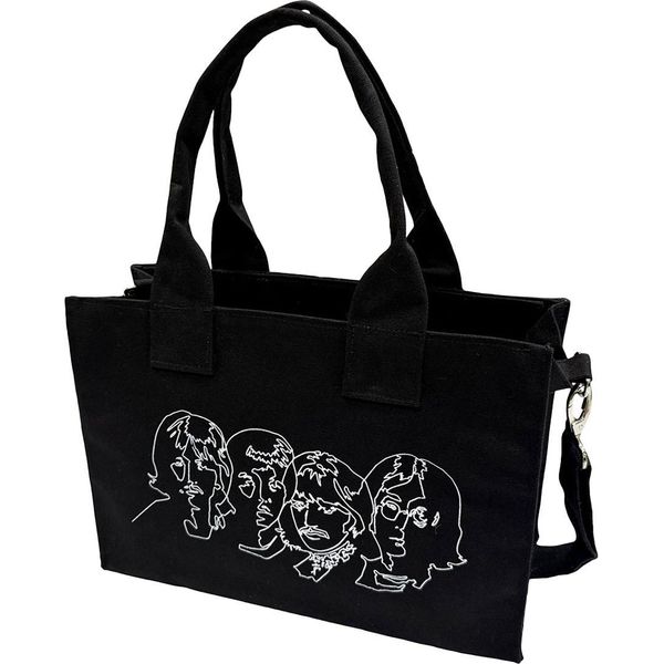 The Beatles - Borsa Da Viaggio, Faces, Cotone RO14392 (Taglia Unica) (Nero/Bianco)-image