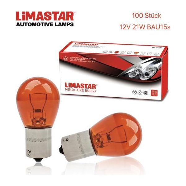 100 Pezzi 12V 21W Bau15S P21W Lampadina Lampadina Lampadina Auto Arancione-image