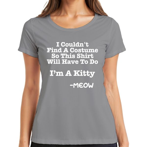 Non Sono Riuscito A Trovare Un Costume Sono Un Gattino Halloween Katze Lustig Damen Maglietta, Grau, 3XL-image