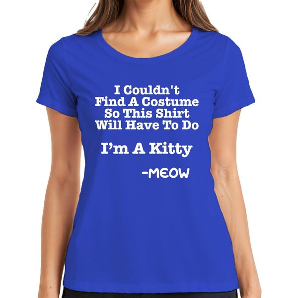 Non Sono Riuscito A Trovare Un Costume Sono Un Gattino Halloween Katze Lustig Damen T-Shirt, Blau, 3XL-image