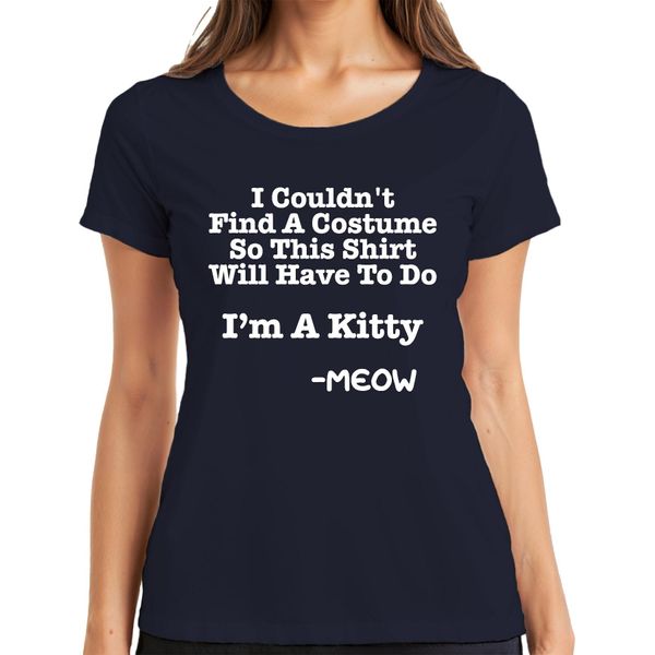 Non Ho Trovato Un Costume Sono Un Gattino Halloween Katze Lustig Damen Maglietta, Navy, Xl-image