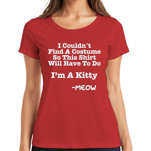 Non Ho Trovato Un Costume Sono Un Gattino Halloween Katze Lustig Damen T-Shirt, Rot, Xl-image
