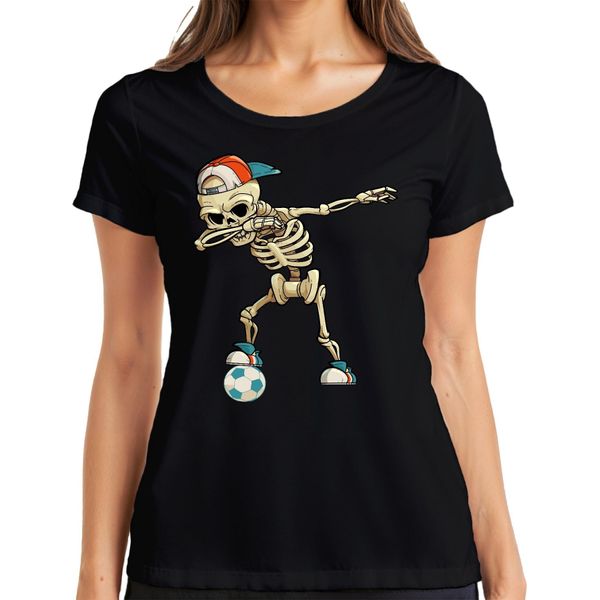 Dab Skeleton Football Cap Sneaker Streetwear Halloween Cool Sport Ladies T-Shirt, Nero, S-image