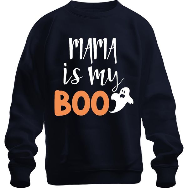 Mama Is My Boo Halloween Mama Geschenk Gespenst Lustig Familie Unisex Felpa Pullover, Navy, L-image