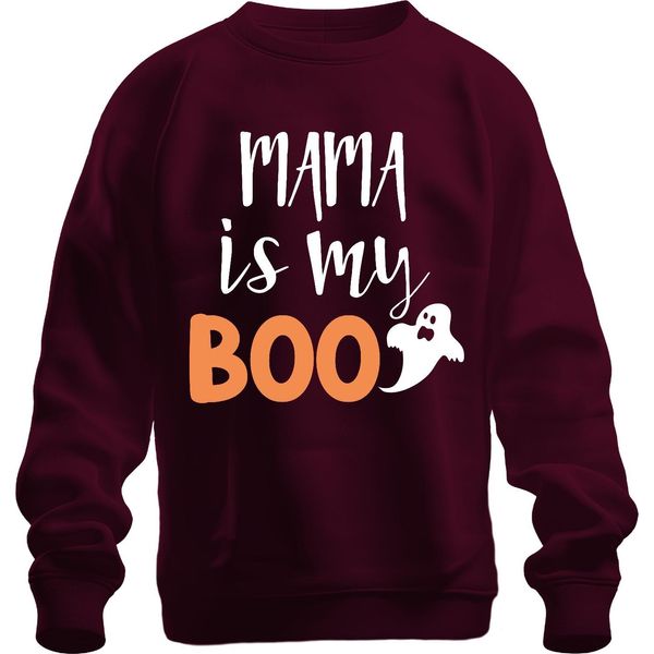 Mama Is My Boo Halloween Mama Geschenk Gespenst Lustig Familie Unisex Felpa Pullover, Borgogna, M-image