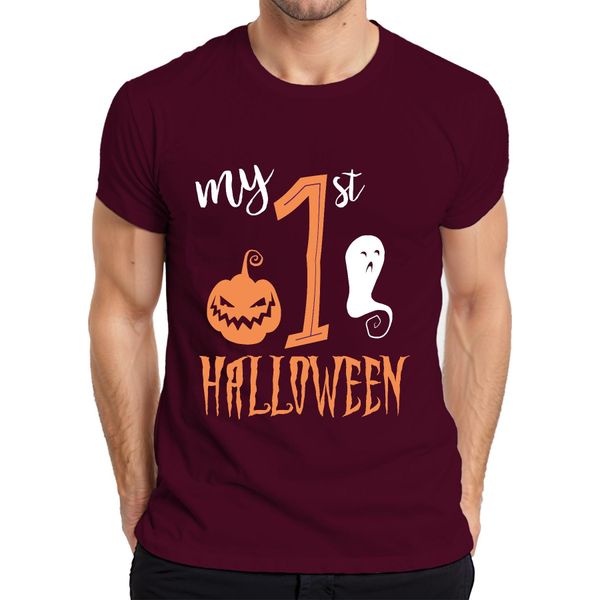 My 1St Halloween Baby First Year Pumpkin Ghost Sweet Pumpkin Face Maglietta Da Uomo, Bordeaux, L-image