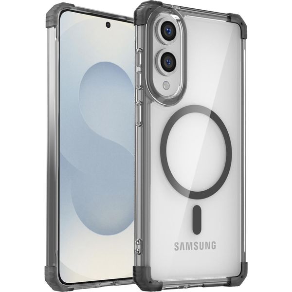 Custodia Magnetica Per Samsung Galaxy S25 Edge Compatibile Con Magsafe, Antiurto, Protezione Militare Custodia Trasparente Nera-image