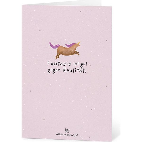 Biglietto D'auguri La Fantasia Fa Bene Alla Realtà - Biglietto Piantabile In Carta Da Seme Con Semi Di Fiori Selvatici - Biglietto Pieghevole Sostenibile Con Busta - Auguri Floreali Creativi Per Persone Speciali-image