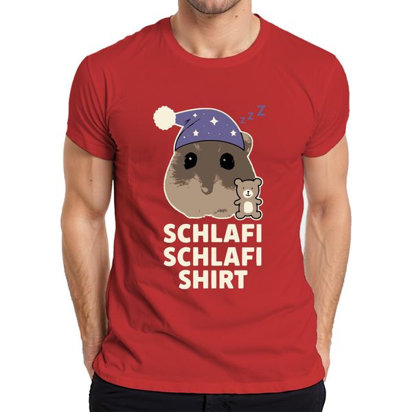 Schlafi Schlafi Criceto Nightcap Teddy Cute Sleepyhead Meme T-Shirt Da Uomo, Rosso, Xxl-image