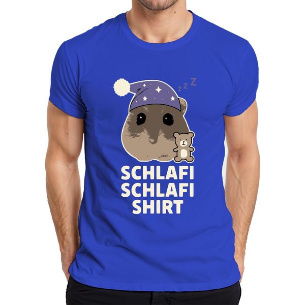 Schlafi Schlafi Criceto Nightcap Teddy Cute Sleepyhead Meme T-Shirt Da Uomo, Blu, M-image