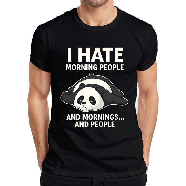 Odio Le Persone Mattutine E Il Panda Mattutino Stanco Regalo Caffè T-Shirt Da Uomo, Nero, 3XL-image