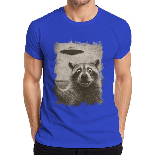 Maglietta Da Uomo Raccoon Ufo Vintage Retro Alien Funny Sci-Fi Space Sepia, Blu, Xxl-image