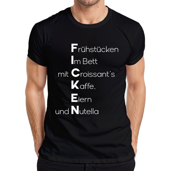 Colazione A Letto Con Croissant Caffè Crema Cioccolato Maglietta Da Uomo Con Scritte Divertenti, Nero, 3XL-image