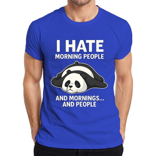 Odio Le Persone Mattutine E Il Panda Mattutino Stanco Regalo Caffè T-Shirt Da Uomo, Blu, 3XL-image