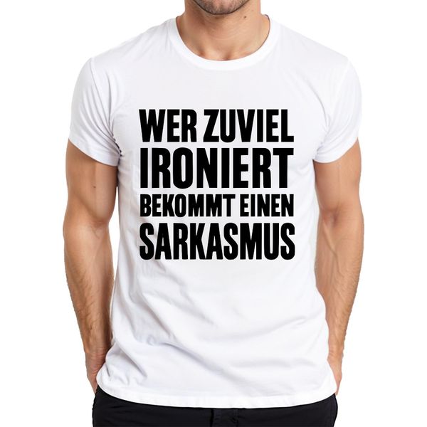 Chi Ironizza Troppo Si Becca Un Sarcasmo Sarcastico Regalo T-Shirt Da Uomo, Bianco, L-image