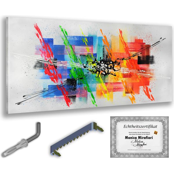 Monica Mirafiori I 100% Dipinto A Mano I Quadro "Invenzione"" 120X60Cm | Quadro Dipinto A Mano | Quadro Acrilico | Quadro Acrilico Molto Grande I Quadri D'arte Moderna I Quadri D'arte"-image