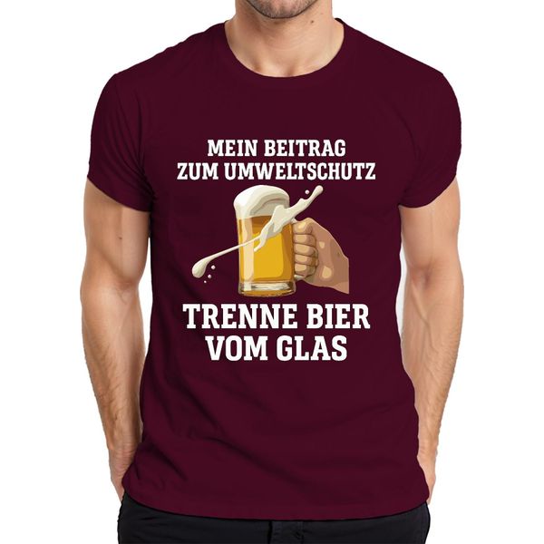 Separare La Birra Dal Vetro Il Mio Contributo Alla Tutela Dell'ambiente Boccale Di Birra Fan Della Birra T-Shirt Da Uomo, Borgogna, S-image