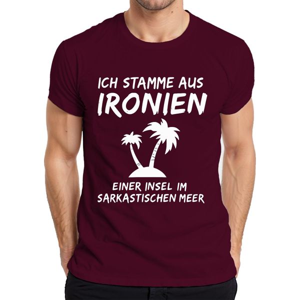 I'm From Ironies Of An Island Sarcastic Humour Palms Maglietta Da Uomo, Borgogna, M-image