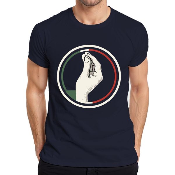 Maglietta Da Uomo "Gesto Della Mano"" Bacio Dello Chef Bandiera Italia Retro Pizza Pasta, Navy, M"-image