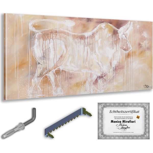 Monica Mirafiori I 100% Dipinto A Mano I Quadro "Toro"" 120X60Cm | Quadro Dipinto A Mano | Quadro Acrilico | Quadro Acrilico Molto Grande I Quadri D'arte Moderna I Quadri D'arte"-image