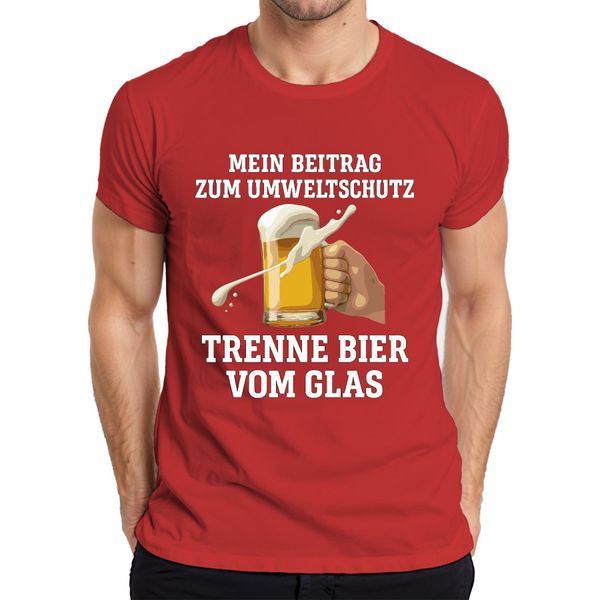 Maglietta Da Uomo Trenne Bier Vom Glas Mein Beitrag Umweltschutz Bierkrug Bierfan, Rosso, 3XL-image