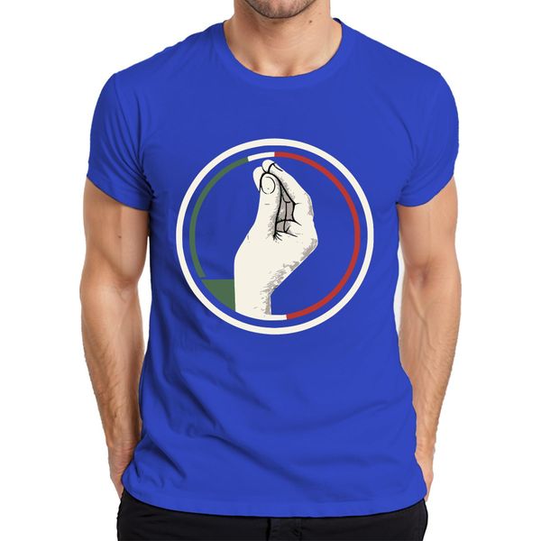 Maglietta Da Uomo "Gesto Della Mano Italiana"" Bacio Dello Chef Bandiera Italiana Retro Pizza Pasta, Blu, Xl"-image