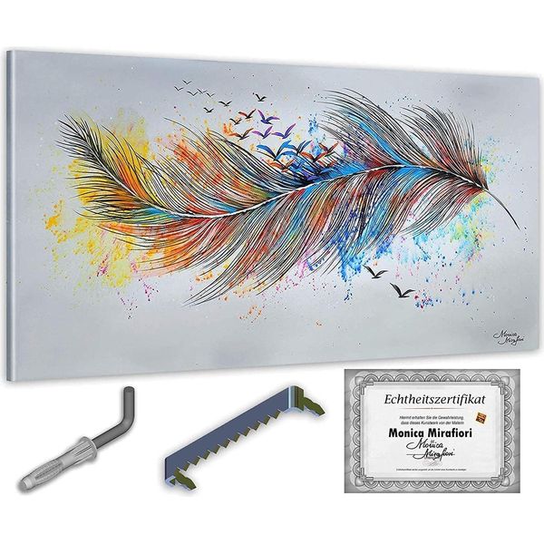 Monica Mirafiori I 100% Dipinto A Mano I Quadro "Plume"" 120X60Cm | Quadro Dipinto A Mano | Quadro Acrilico | Quadro Acrilico Molto Grande I Quadri D'arte Moderna I Quadri D'arte"-image