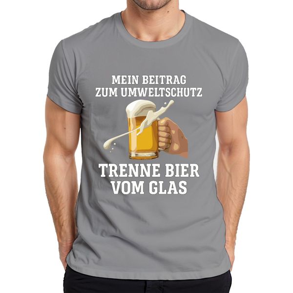 Separare La Birra Dal Vetro Il Mio Contributo Alla Tutela Dell'ambiente Boccale Di Birra Fan Della Birra T-Shirt Da Uomo, Grigio, Xl-image