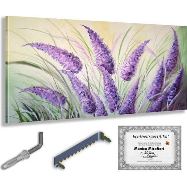 Monica Mirafiori I 100% Dipinto A Mano I Quadro "Fiori"" 100X50Cm | Quadro Dipinto A Mano | Quadro Acrilico | Quadro Acrilico Molto Grande I Quadri D'arte Moderna I Quadri D'arte"-image