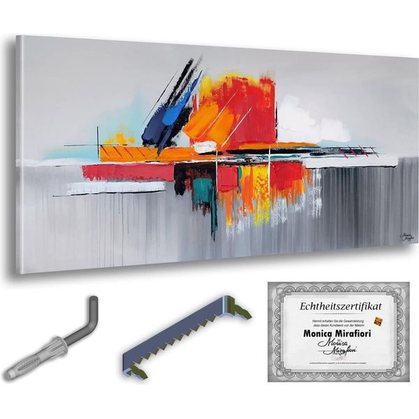Monica Mirafiori I 100% Dipinto A Mano I Quadro "Confusione"" 100X50Cm | Quadro Dipinto A Mano | Quadro Acrilico | Quadro Acrilico Molto Grande I Quadri D'arte Moderna I Quadri D'arte"-image