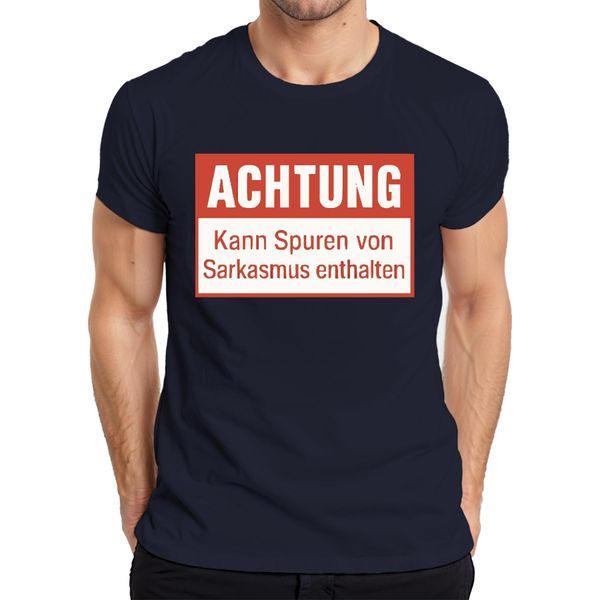 Attenzione Tracce Di Sarcasmo Incluse Divertente Umorismo Sarcastico T-Shirt Da Uomo, Navy, L-image