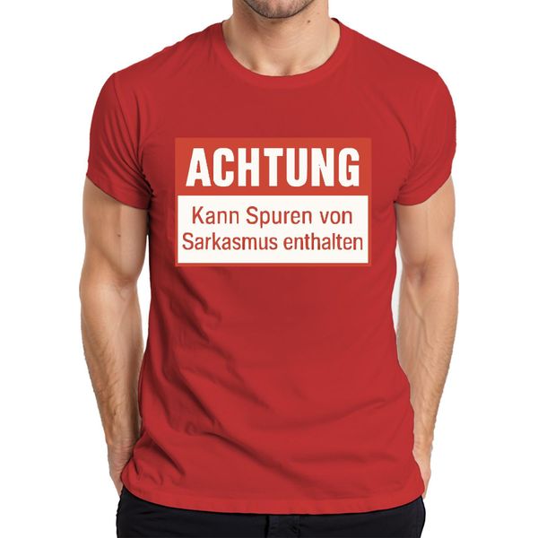 Attenzione Tracce Di Sarcasmo Incluse Divertente Umorismo Sarcastico T-Shirt Da Uomo, Rosso, L-image