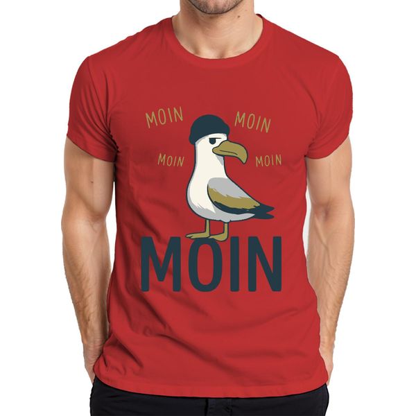 Maglietta Da Uomo Moin Seagull North Germany Coast North Sea Maritime Funny Seagull, Rosso, Xxl-image