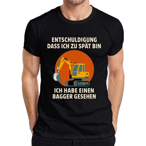 Sorry Too Late Escavatore Visto Macchina Da Costruzione Cantiere Umorismo T-Shirt Da Uomo, Nero, Xxl-image