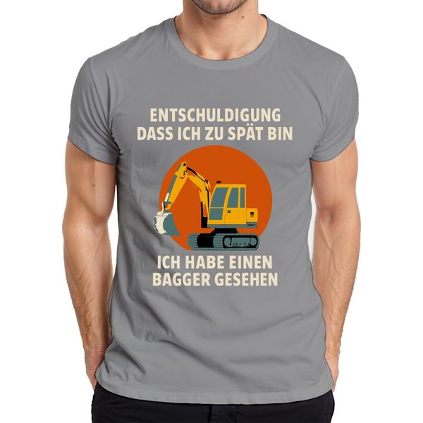 Sorry Too Late Escavatore Visto Macchina Da Costruzione Cantiere Umorismo T-Shirt Da Uomo, Grigio, L-image