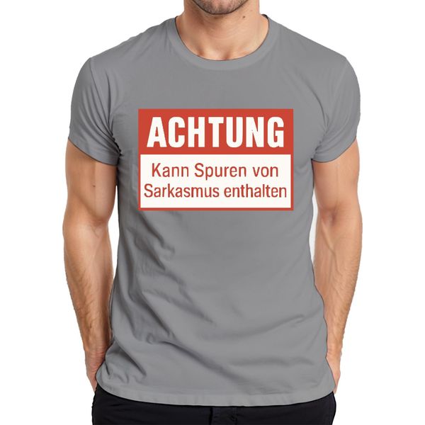 Attenzione Tracce Di Sarcasmo Incluse Divertente Umorismo Sarcastico T-Shirt Da Uomo, Grigio, Xl-image