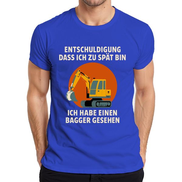 Sorry Too Late Escavatore Visto Macchina Da Costruzione Cantiere Umorismo T-Shirt Da Uomo, Blu, M-image
