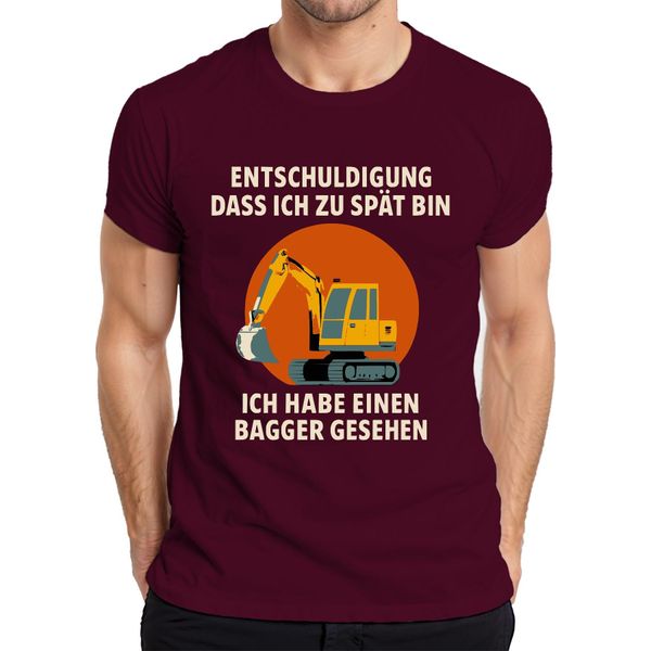 Sorry Too Late Escavatore Visto Macchina Da Costruzione Cantiere Umorismo T-Shirt Da Uomo, Borgogna, Xl-image