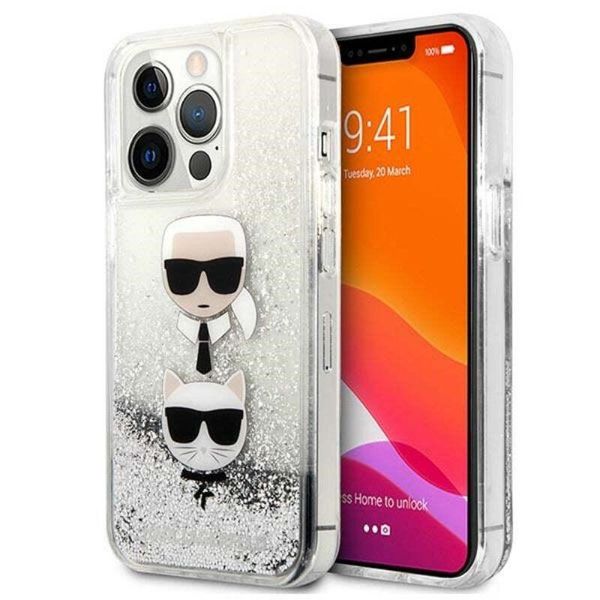 Karl Lagerfeld Klhcp13Lkicgls Custodia Rigida Per Iphone 13Pro / 13 6,1 Srebrny/Argento Liquid Glitter Karl&Choupette Head-image
