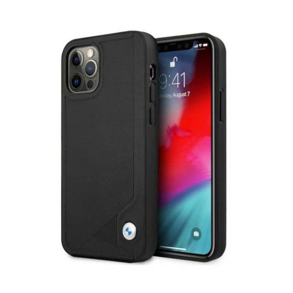 Custodia Bmw Bmhcp12Mrcdpk Iphone 12/12 Pro 6.1 Nero/Nero Custodia Rigida In Pelle Deboss-image