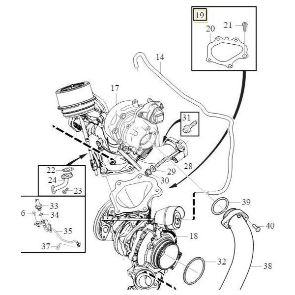 Volvo XC90 XC60 V90 S90 S60 V60 Guarnizione Della Turbina 31361658 Oe-image