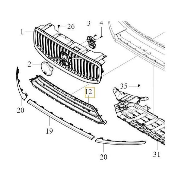 Volvo XC60 Ii Griglia Radiatore Centrale Inferiore Paraurti Oe-image