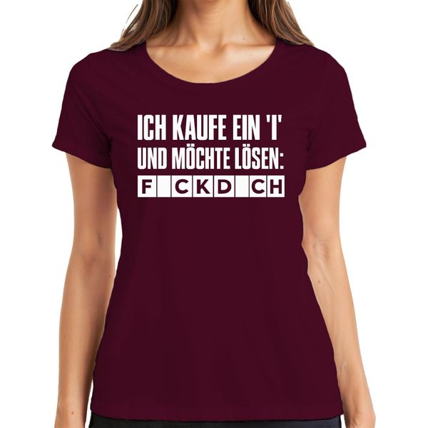 Compro Una I E Voglio Risolvere F*Ckd*Ch Sfacciato Dicendo Regalo Ladies T-Shirt, Burgundy, L-image