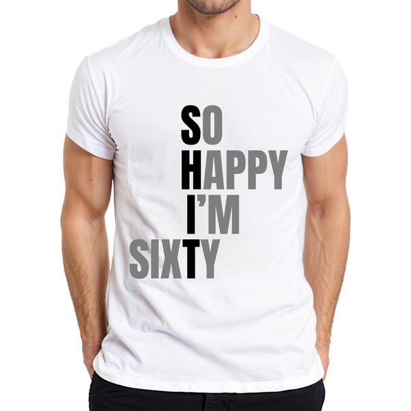 Maglietta Da Uomo 60Th Birthday Sixty So Happy I'm Sixty Funny Gift Idea, Bianco, M-image