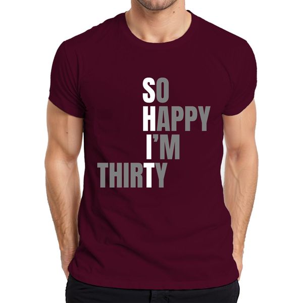 Maglietta Uomo 30Th Birthday Saying So Happy Im Thirty Funny Gift Thirty, Borgogna, Xxl-image