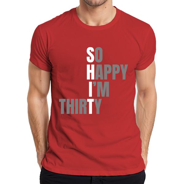 Maglietta Da Uomo Thirty Birthday Saying So Happy Im Thirty Funny Gift, Rosso, S-image