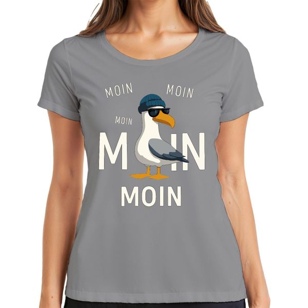 Moin MöWe - Maglietta Da Donna Cool E Casual Della Costa Del Mare Del Nord - Grigio, S-image