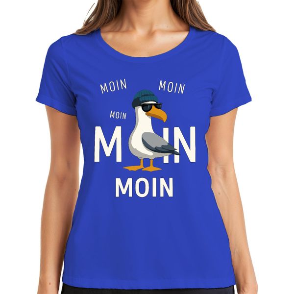 Moin MöWe - Maglietta Da Donna Cool E Casual Della Costa Del Mare Del Nord - Blu, M-image