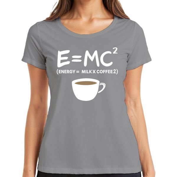Teoria Della Relatività Formula Del Caffè Nerd Fisica Dire Mattina Caffè Albert Einstein Maglietta Da Donna, Grigio, L-image